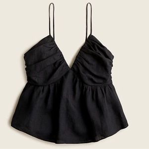 NWT J. Crew V-neck gathered linen camisole black size XL